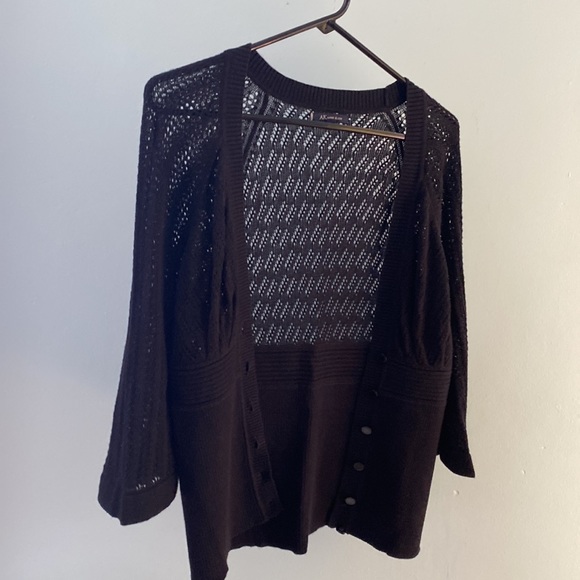 Anne Klein 3/4 sleeve black cardigan with buttons. Sleeves have slight flare. - Picture 5 of 5